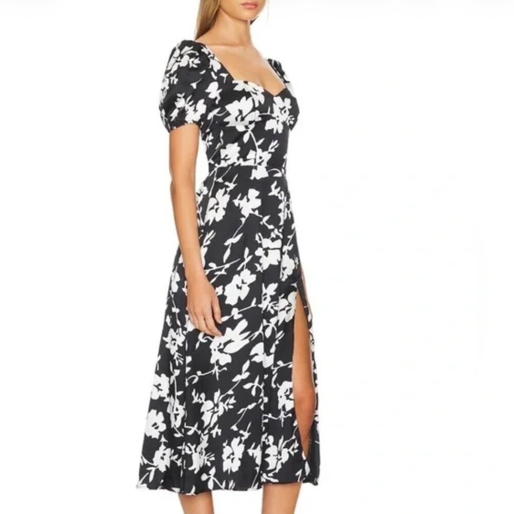 Bardot Gillian Midi Dress Black White Abstract Floral Size XL US 10 Cocktail